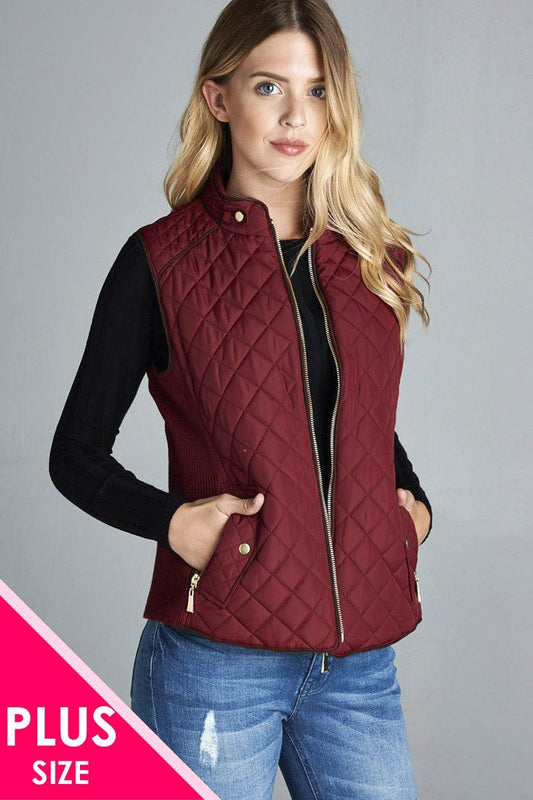 Quilted Padding Vest With Suede Piping Details - Absolute Fashion 2020