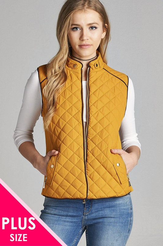 Quilted Padding Vest With Suede Piping Details - Absolute Fashion 2020