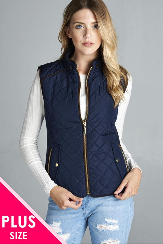 Quilted Padding Vest With Suede Piping Details - Absolute Fashion 2020