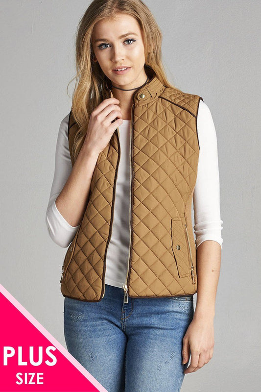 Quilted Padding Vest With Suede Piping Details - Absolute Fashion 2020