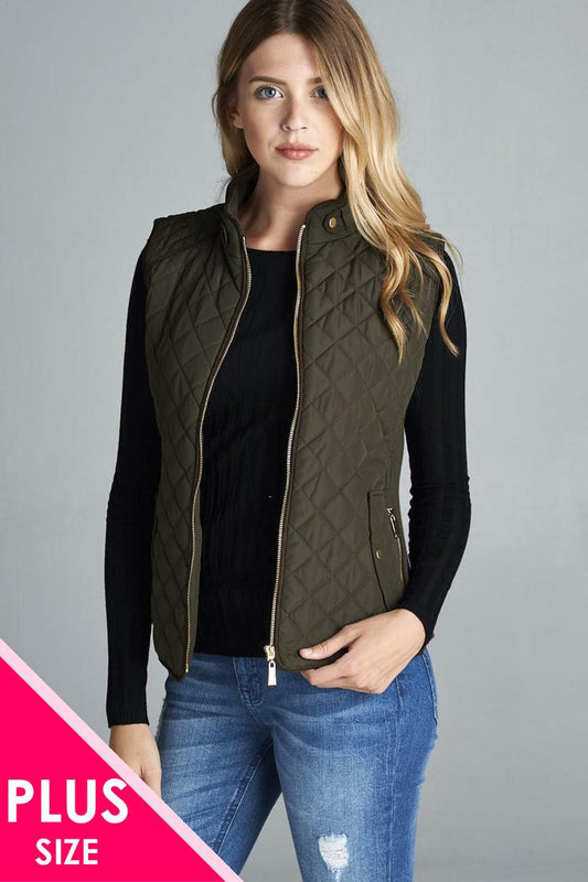 Quilted Padding Vest With Suede Piping Details - Absolute Fashion 2020