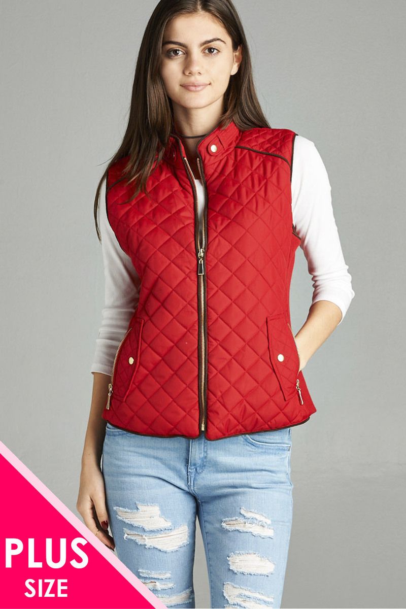 Quilted Padding Vest With Suede Piping Details - Absolute Fashion 2020