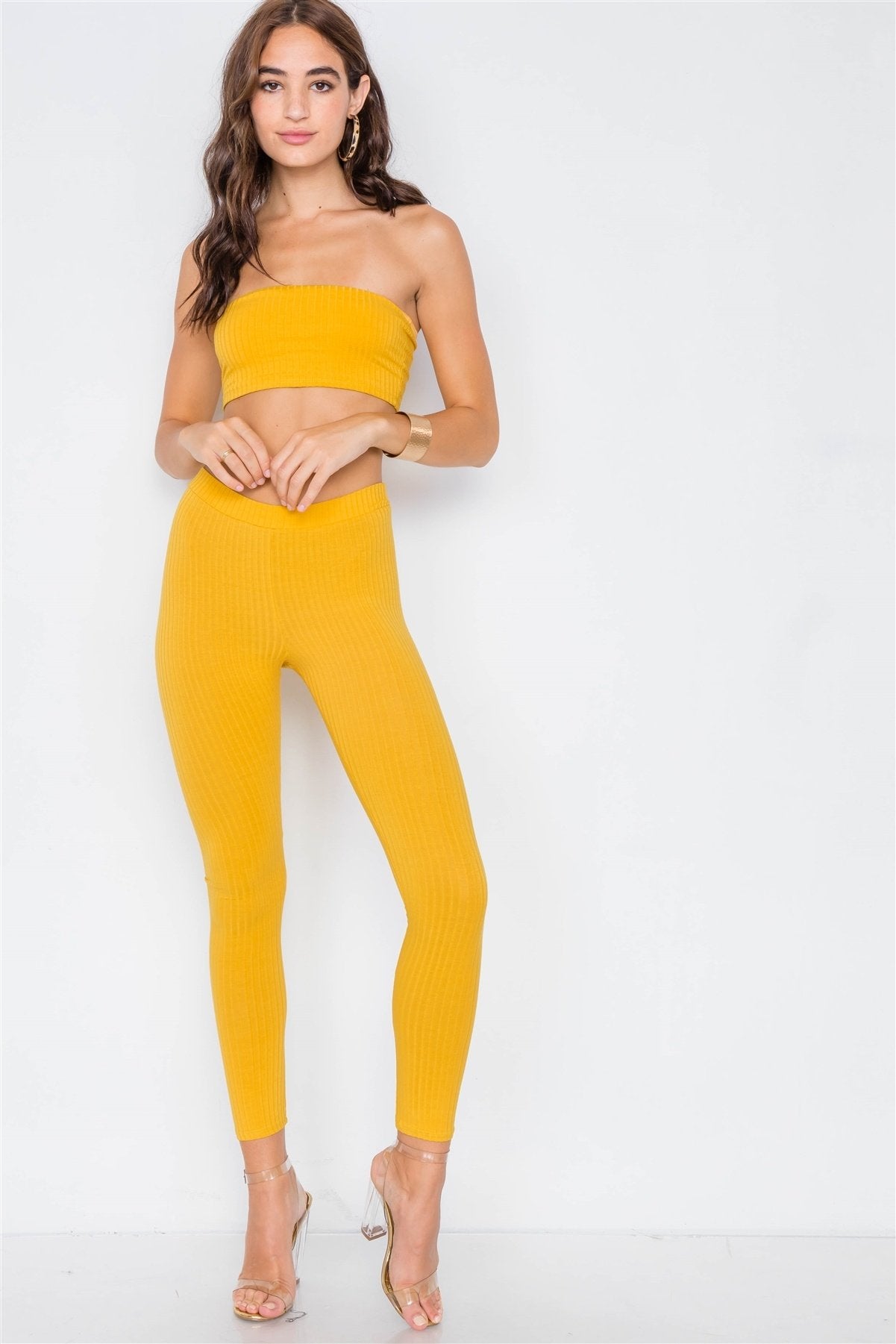 Ribbed Crop Tube Top & Ankle Legging Set - Absolute Fashion 2020