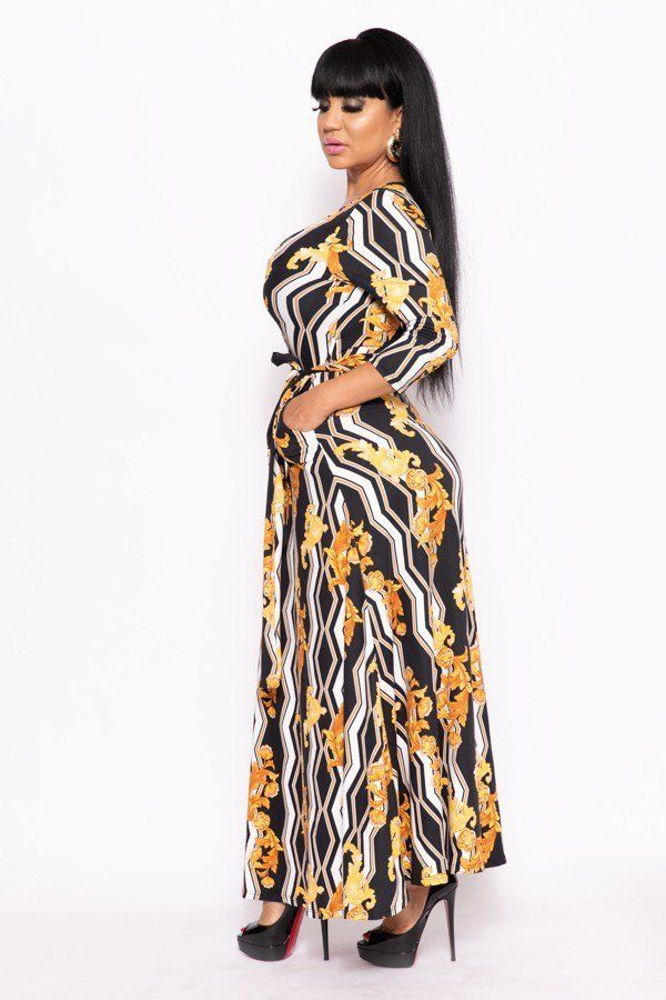 Elegant Maxi Dress With A Waist Tie - Absolute Fashion 2020