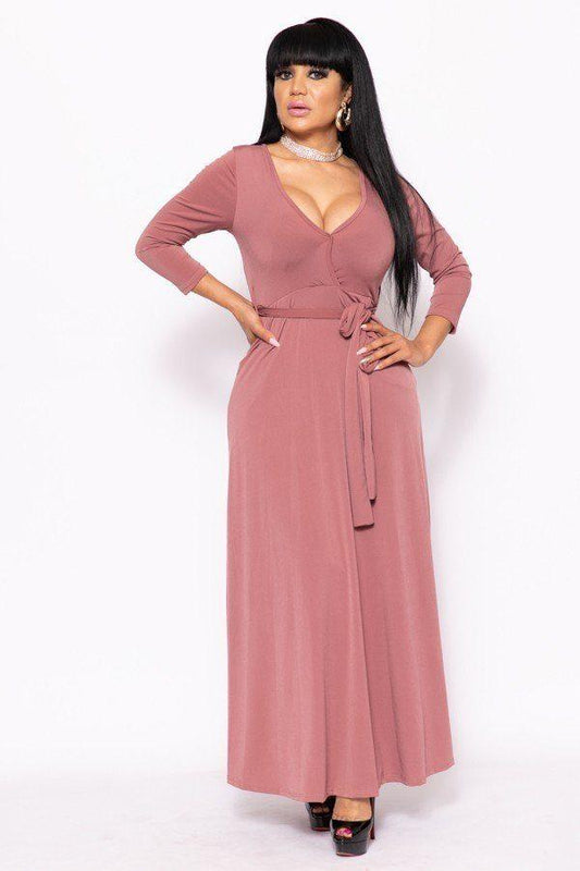 Elegant Maxi Dress With A Waist Tie - Absolute Fashion 2020