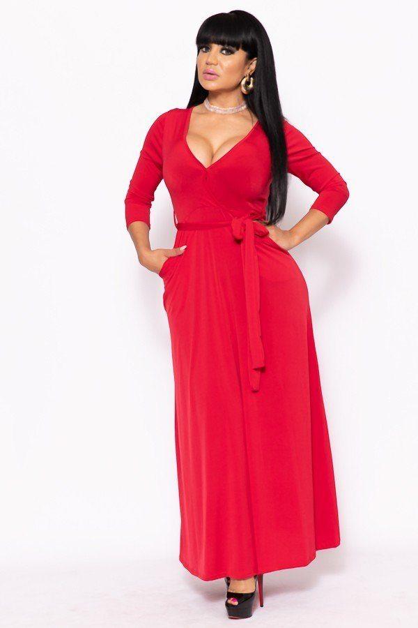 Elegant Maxi Dress With A Waist Tie - Absolute Fashion 2020