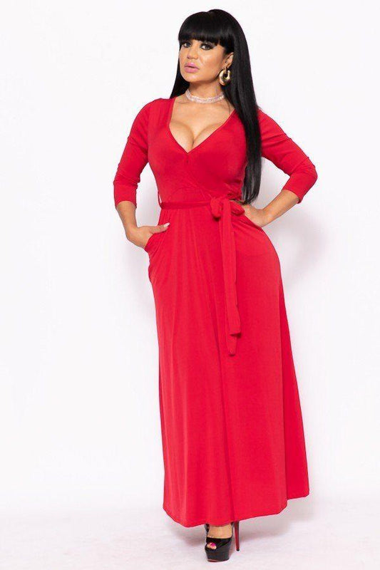 Elegant Maxi Dress With A Waist Tie - Absolute Fashion 2020