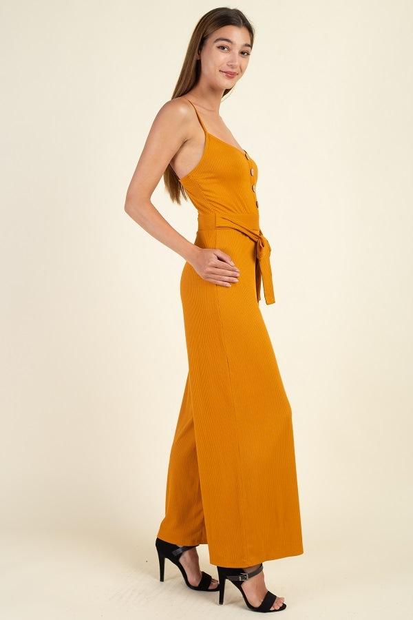 Waist Side Belt Rib Jumpsuit - Absolute Fashion 2020