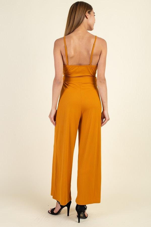 Waist Side Belt Rib Jumpsuit - Absolute Fashion 2020
