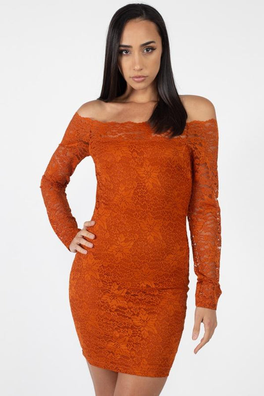 Floral Lace Off Shoulder Dress - Absolute Fashion 2020