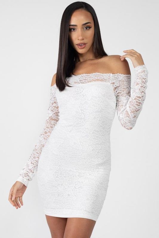 Floral Lace Off Shoulder Dress - Absolute Fashion 2020