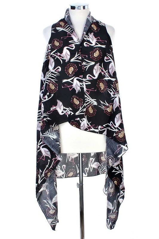 Draped Flamingo Printed Vest - Absolute Fashion 2020