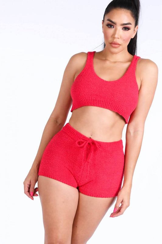 Textured Knitted Tank Top Short Set - Absolute Fashion 2020