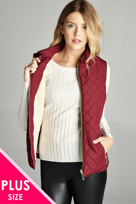 Faux Shearling Lined Quilted Padding Vest - Absolute Fashion 2020