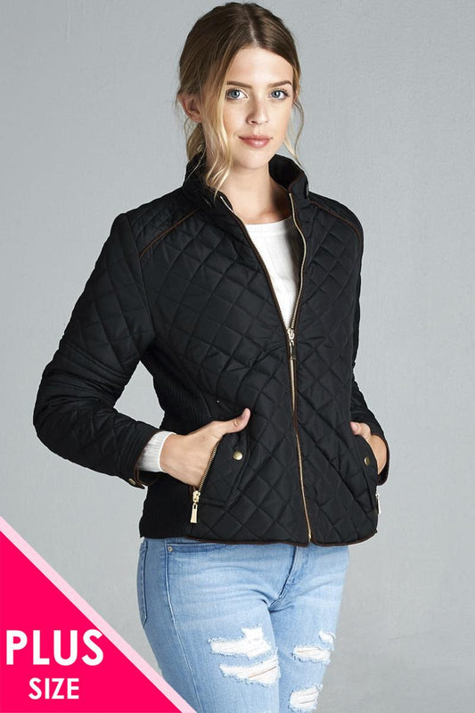 Quilted Padding Jacket With Suede Piping Details - Absolute Fashion 2020