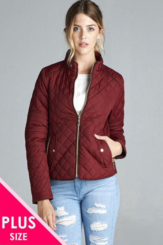 Quilted Padding Jacket With Suede Piping Details - Absolute Fashion 2020