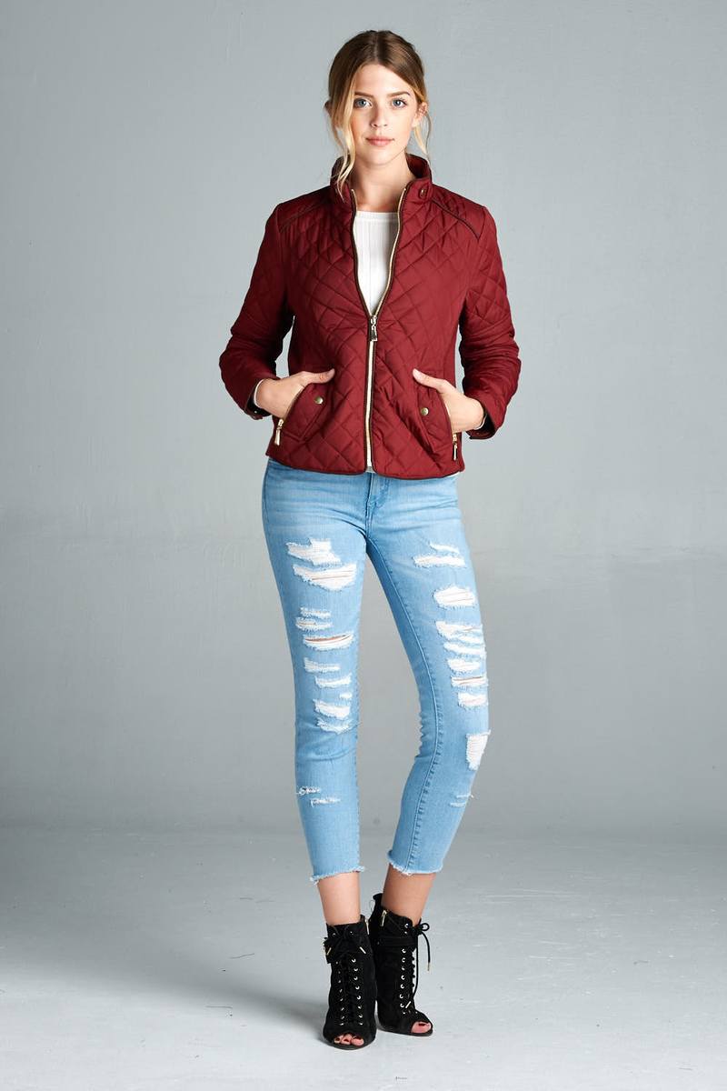 Quilted Padding Jacket With Suede Piping Details - Absolute Fashion 2020