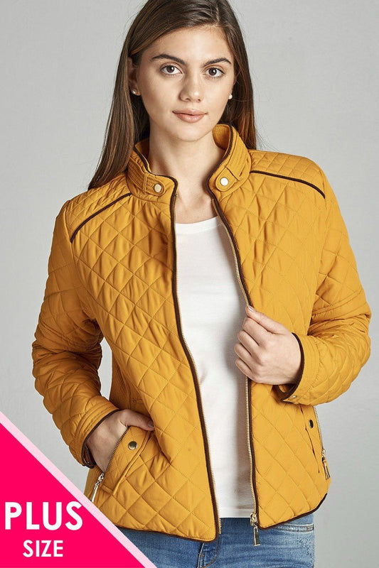 Quilted Padding Jacket With Suede Piping Details - Absolute Fashion 2020