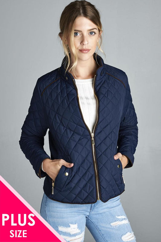 Quilted Padding Jacket With Suede Piping Details - Absolute Fashion 2020