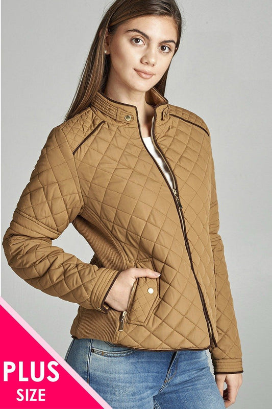 Quilted Padding Jacket With Suede Piping Details - Absolute Fashion 2020