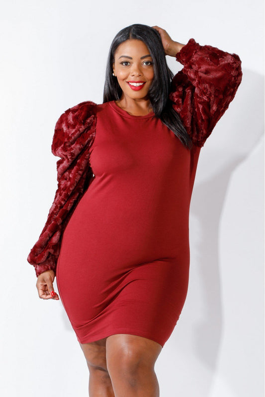 Faux Fur Power Shoulder Dress - Absolute Fashion 2020