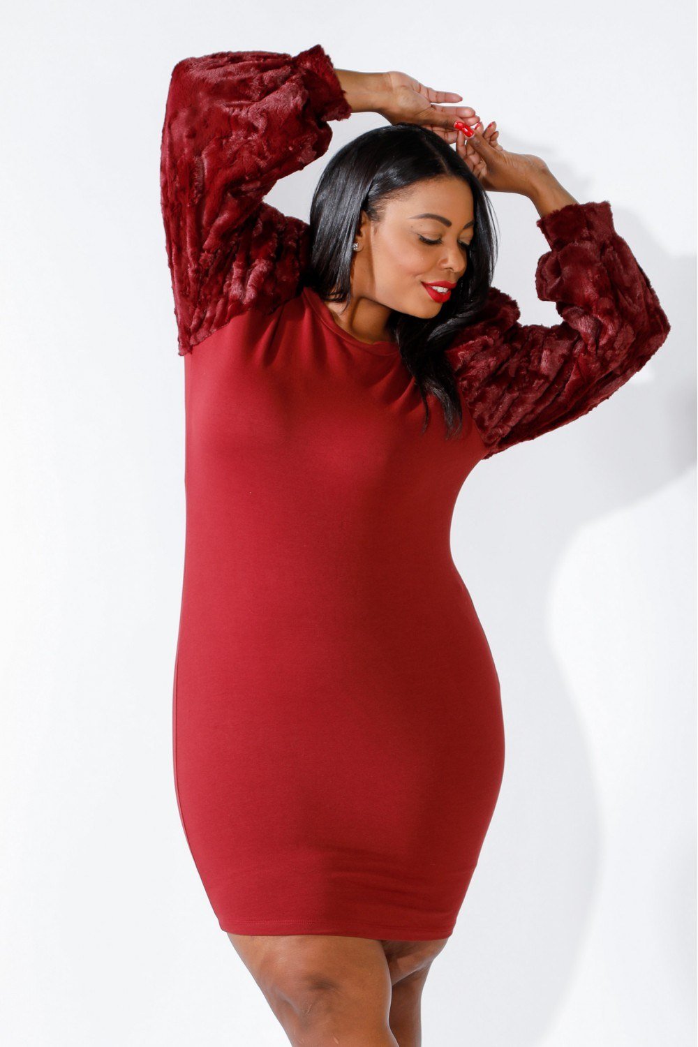 Faux Fur Power Shoulder Dress - Absolute Fashion 2020