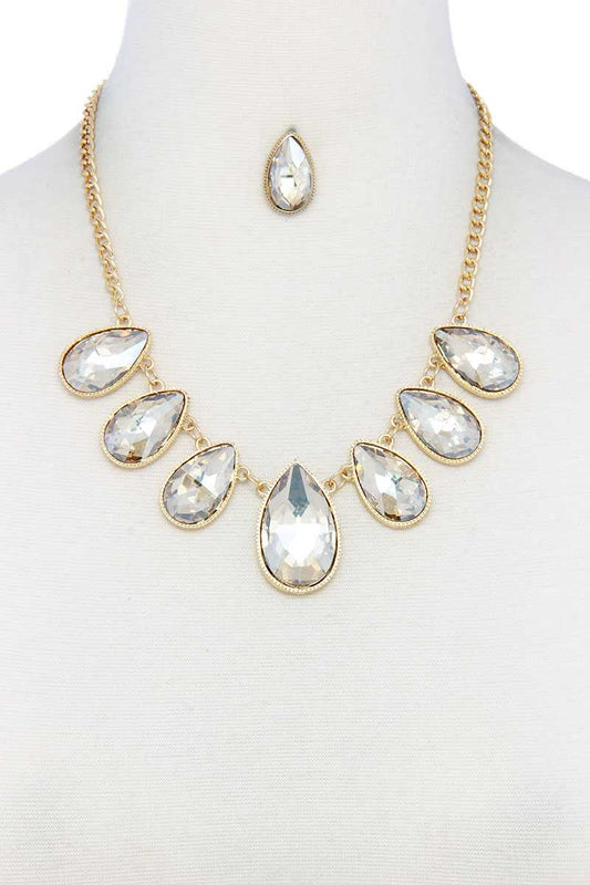 Teardrop Shape Rhinestone Necklace - Absolute Fashion 2020