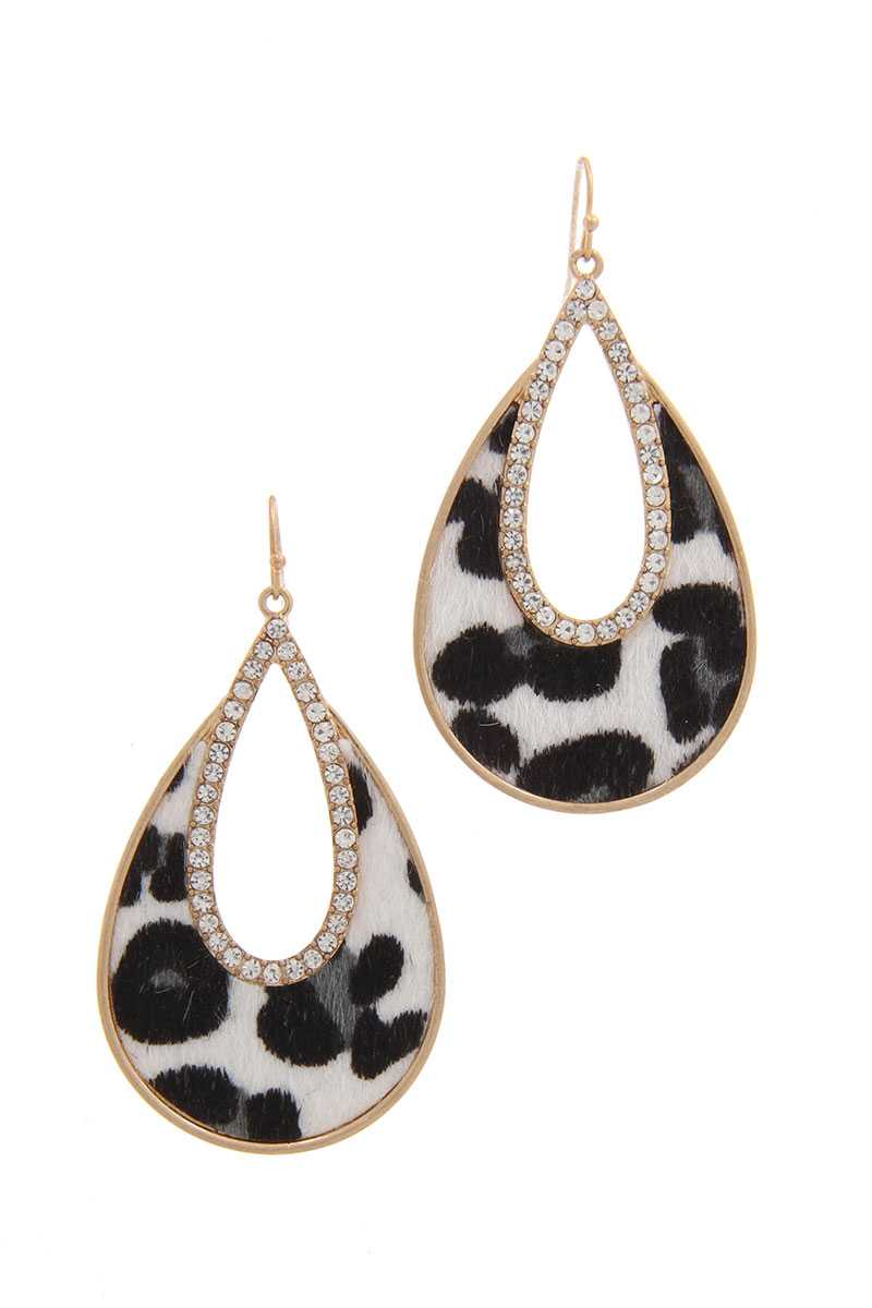 Rhinestone Animal Print Drop Earring - Absolute Fashion 2020