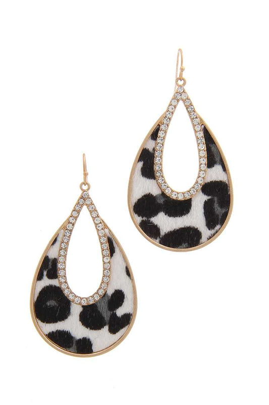 Rhinestone Animal Print Drop Earring - Absolute Fashion 2020
