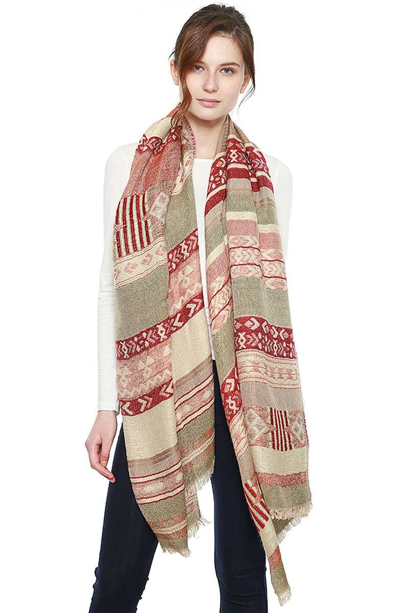 Aztec Pattern Bohemian Oblong Scarf - Absolute Fashion 2020
