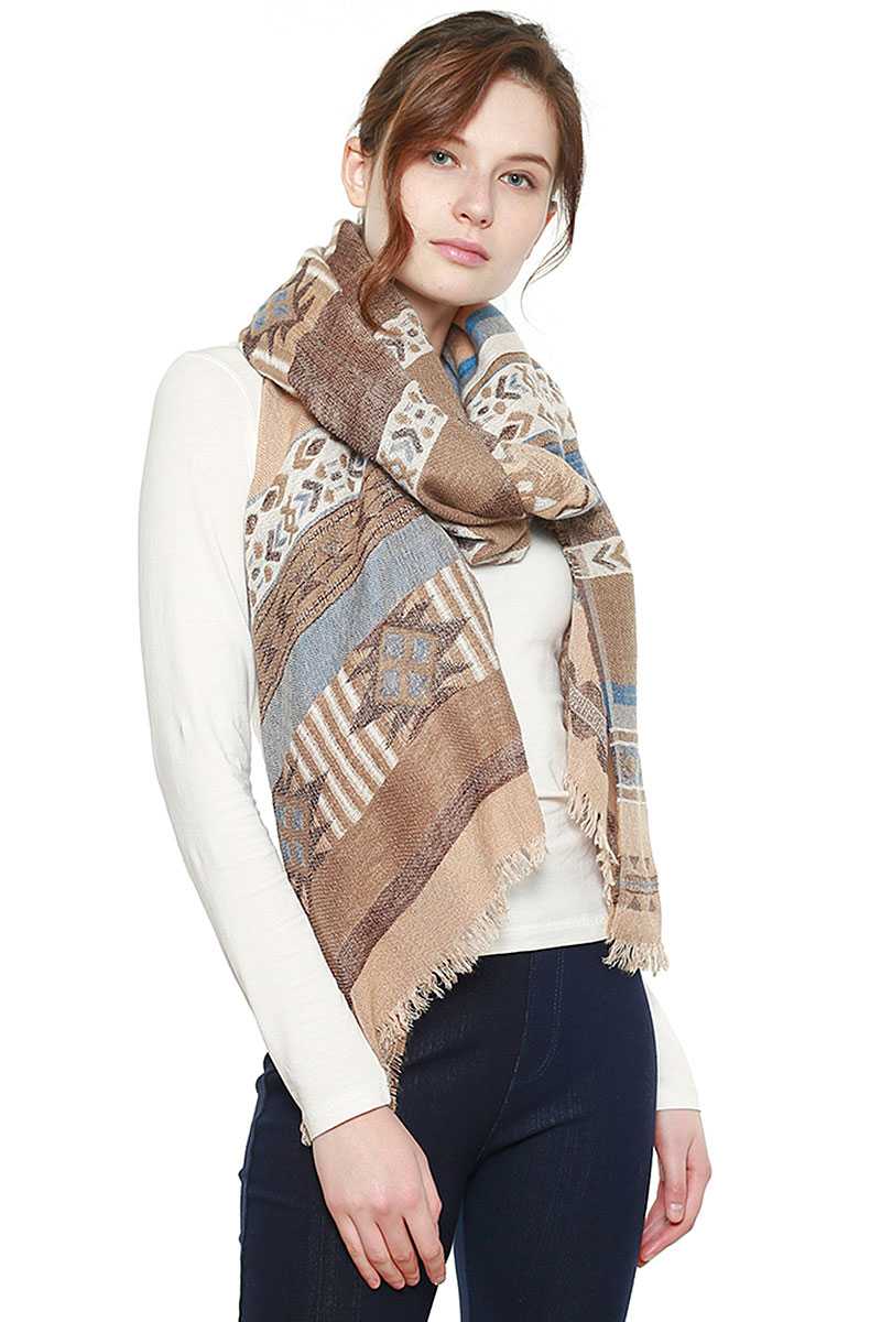 Aztec Pattern Bohemian Oblong Scarf - Absolute Fashion 2020