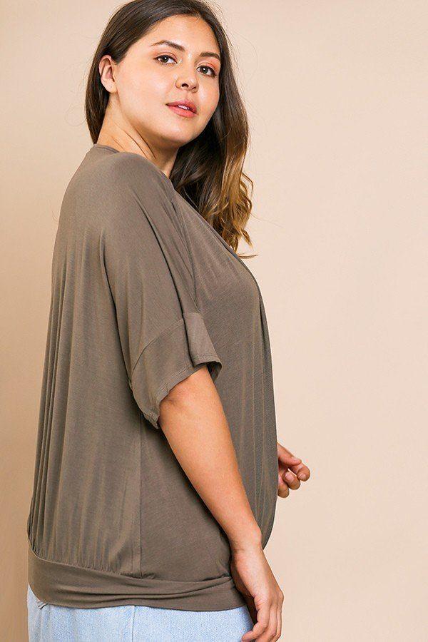 Short Bell Sleeve Basic V-neck Top - Absolute Fashion 2020