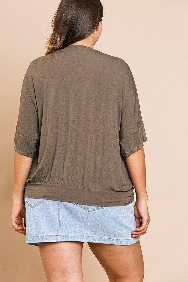 Short Bell Sleeve Basic V-neck Top - Absolute Fashion 2020