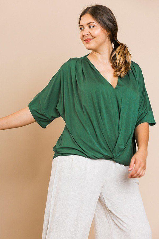 Short Bell Sleeve Basic V-neck Top - Absolute Fashion 2020