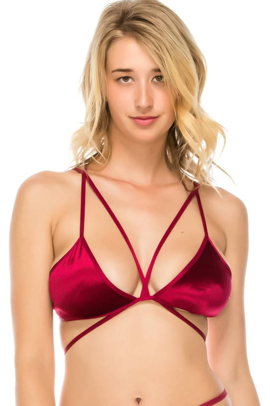 Strappy Bralette W/ Velvet Overlay - Absolute Fashion 2020