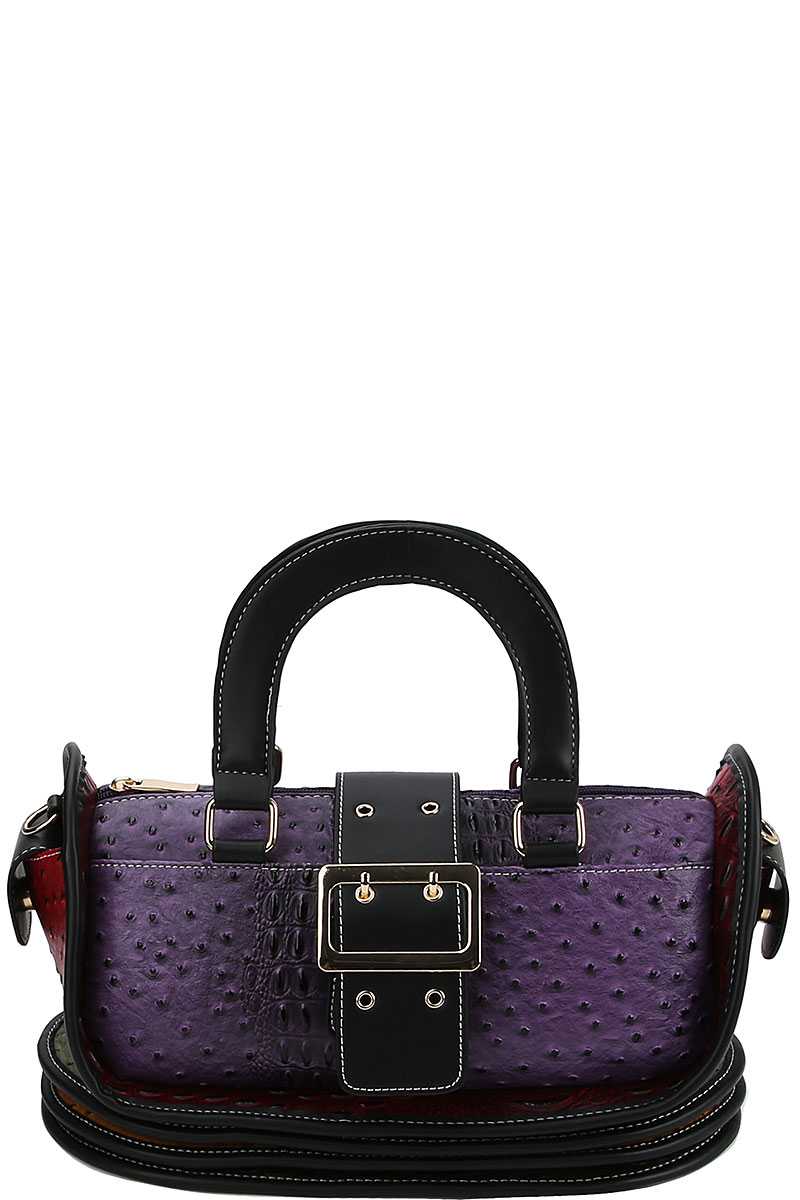 Buckle Accent Stylish Cute Satchel With Long Strap - Absolute Fashion 2020