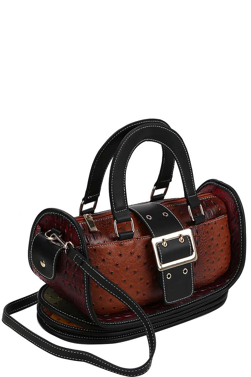 Buckle Accent Stylish Cute Satchel With Long Strap - Absolute Fashion 2020