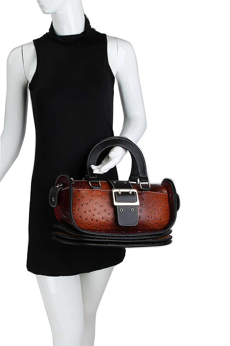 Buckle Accent Stylish Cute Satchel With Long Strap - Absolute Fashion 2020