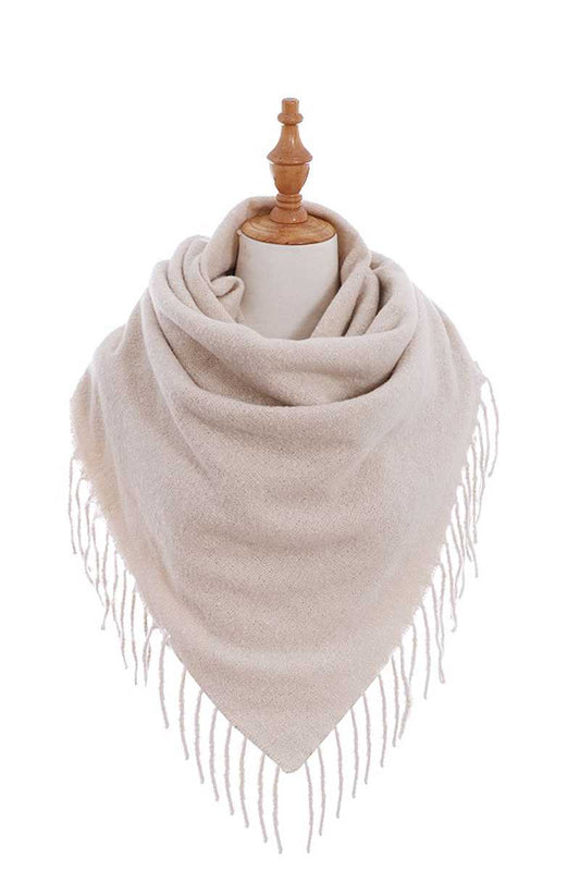 Stylish Solid Color Square Scarf With Fringe - Absolute Fashion 2020