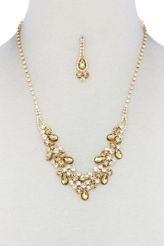 Teardrop Shape Rhinestone Necklace - Absolute Fashion 2020