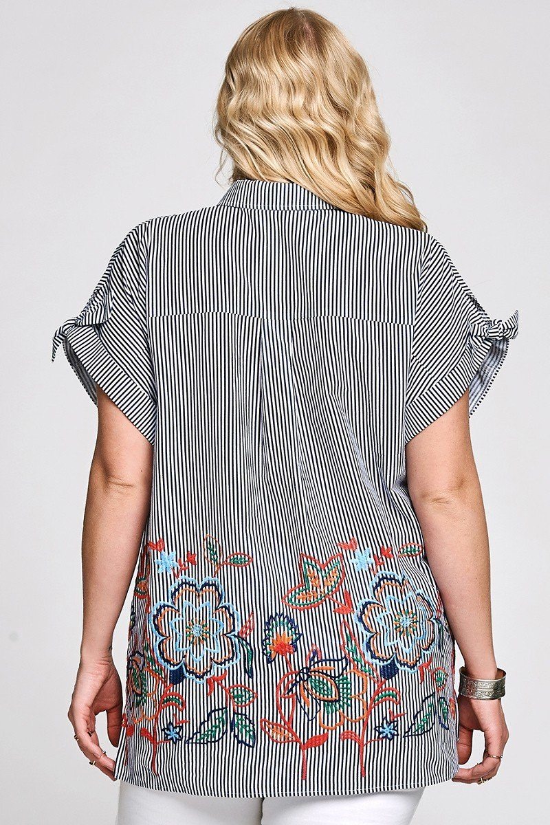 Striped Buttoned Down Collared Blouse - Absolute Fashion 2020