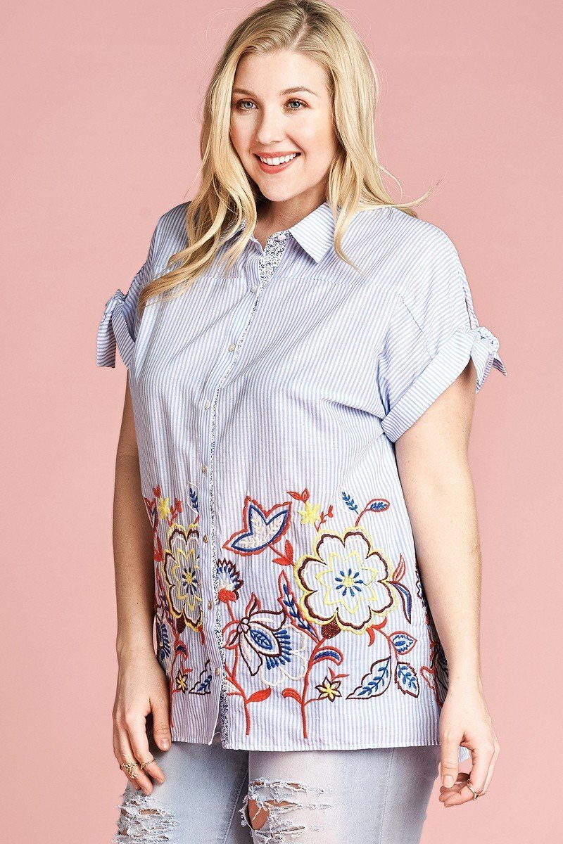Striped Buttoned Down Collared Blouse - Absolute Fashion 2020