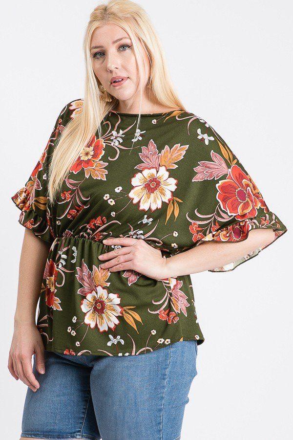 Strap Neckline W Elastic Waistband Floral Top - Absolute Fashion 2020