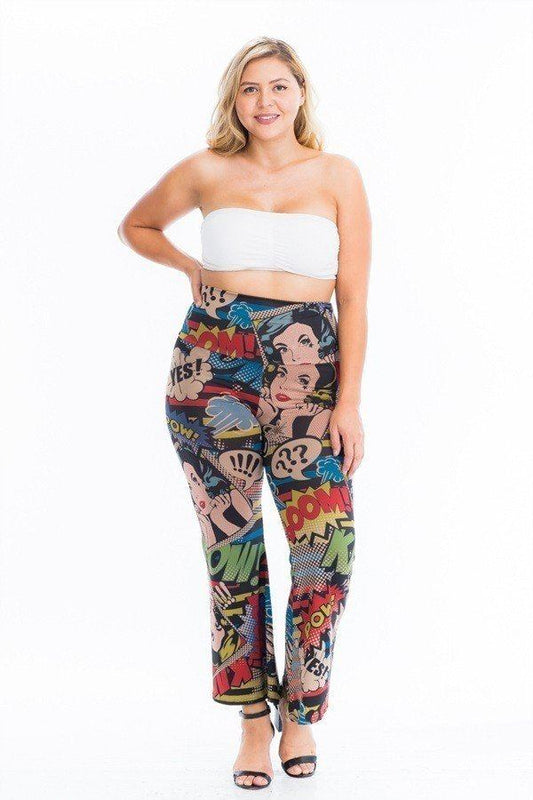 Comic Print, Flared Yoga Pants - Absolute Fashion 2020