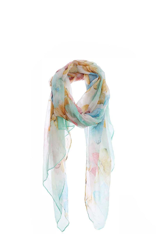 Fashion Multi Color Flower Print Chiffon Scarf - Absolute Fashion 2020