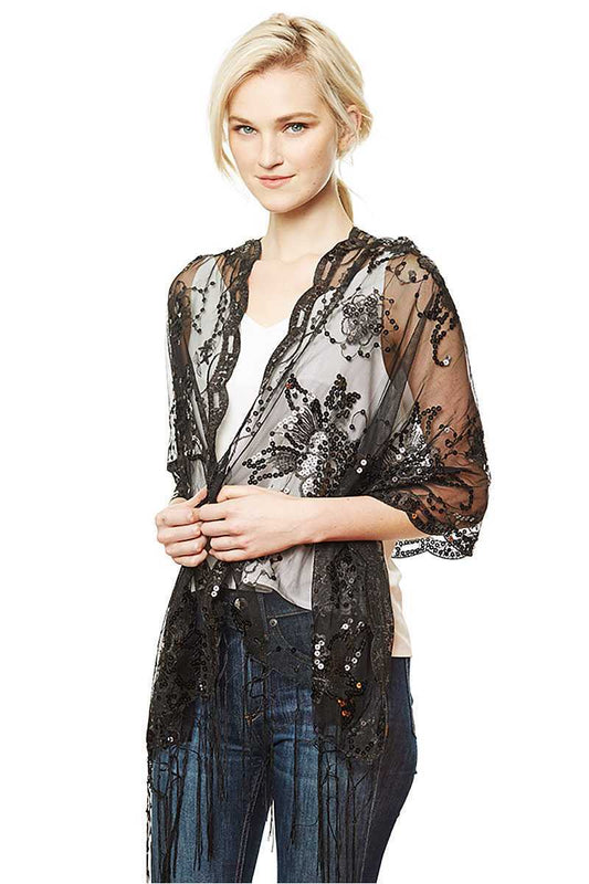Flower Sequin Party Shawl Scarf - Absolute Fashion 2020