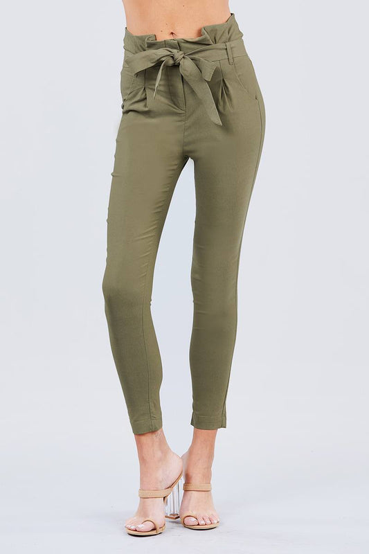 High Waisted Belted Pegged Stretch Pant - Absolute Fashion 2020