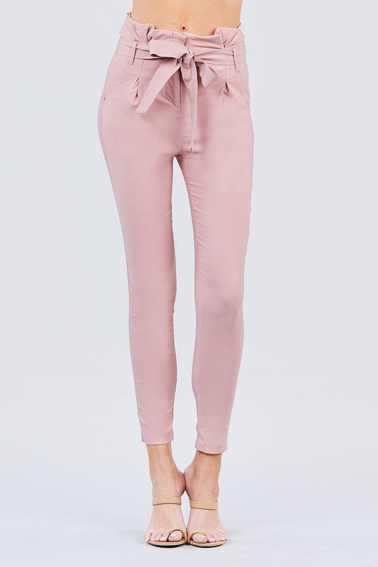 High Waisted Belted Pegged Stretch Pant - Absolute Fashion 2020