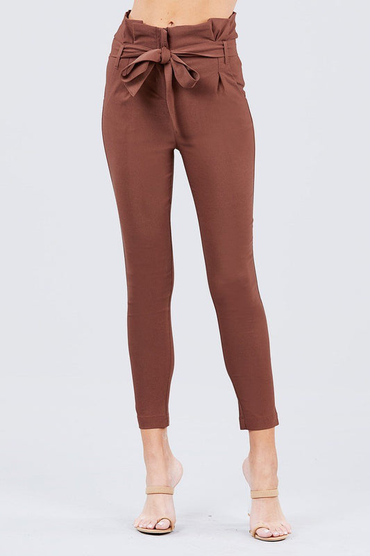 High Waisted Belted Pegged Stretch Pant - Absolute Fashion 2020