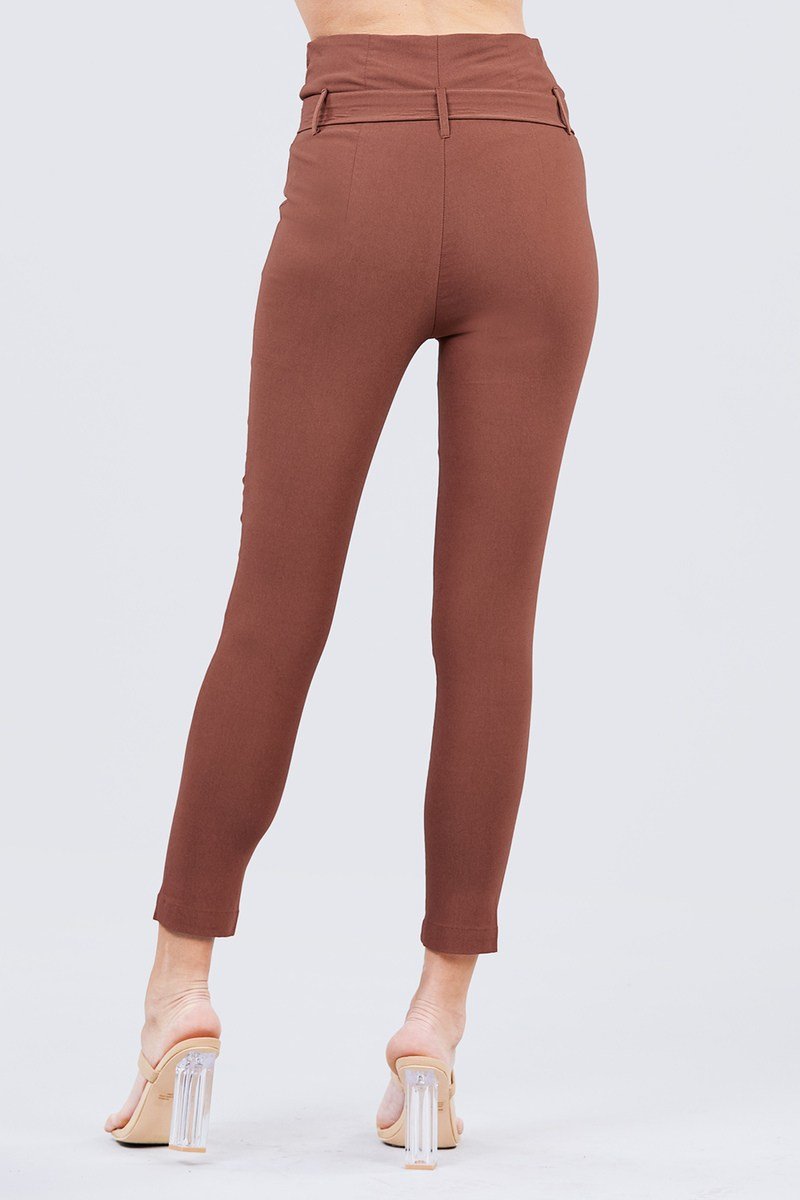 High Waisted Belted Pegged Stretch Pant - Absolute Fashion 2020